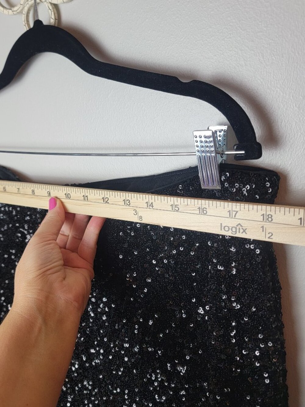 Express Black Sequin Flare Pants XL 16 Pull On High Rise Disco Party Glam - Picture 5 of 11